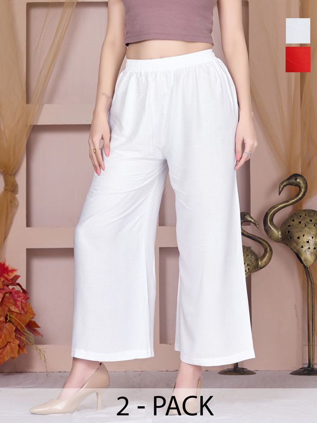 Vivika Women Pack of 2 Flared Palazzos