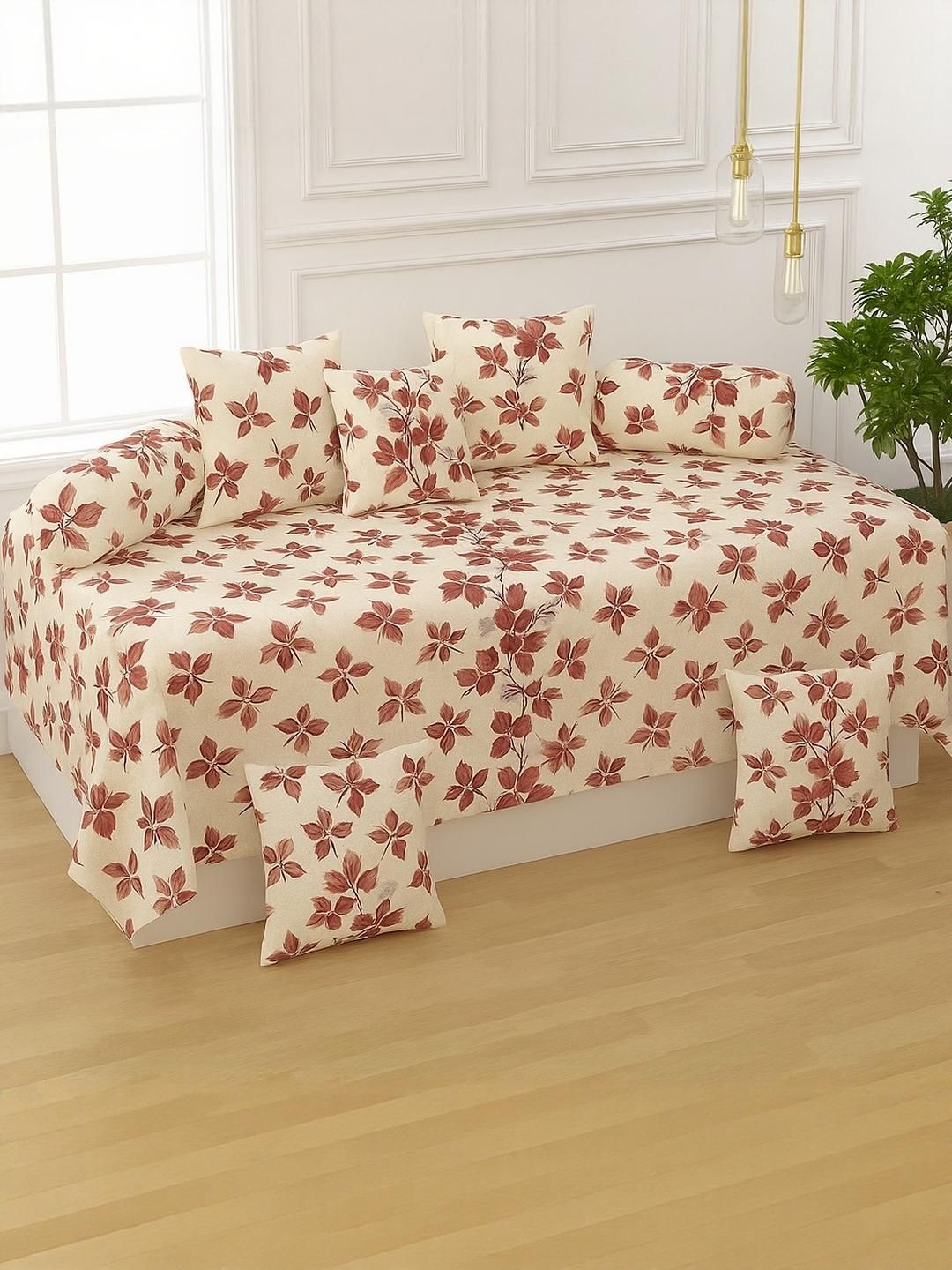 HIYANSHI HOME FURNISHING Beige & Brown Cotton 8-Pieces Diwan Set