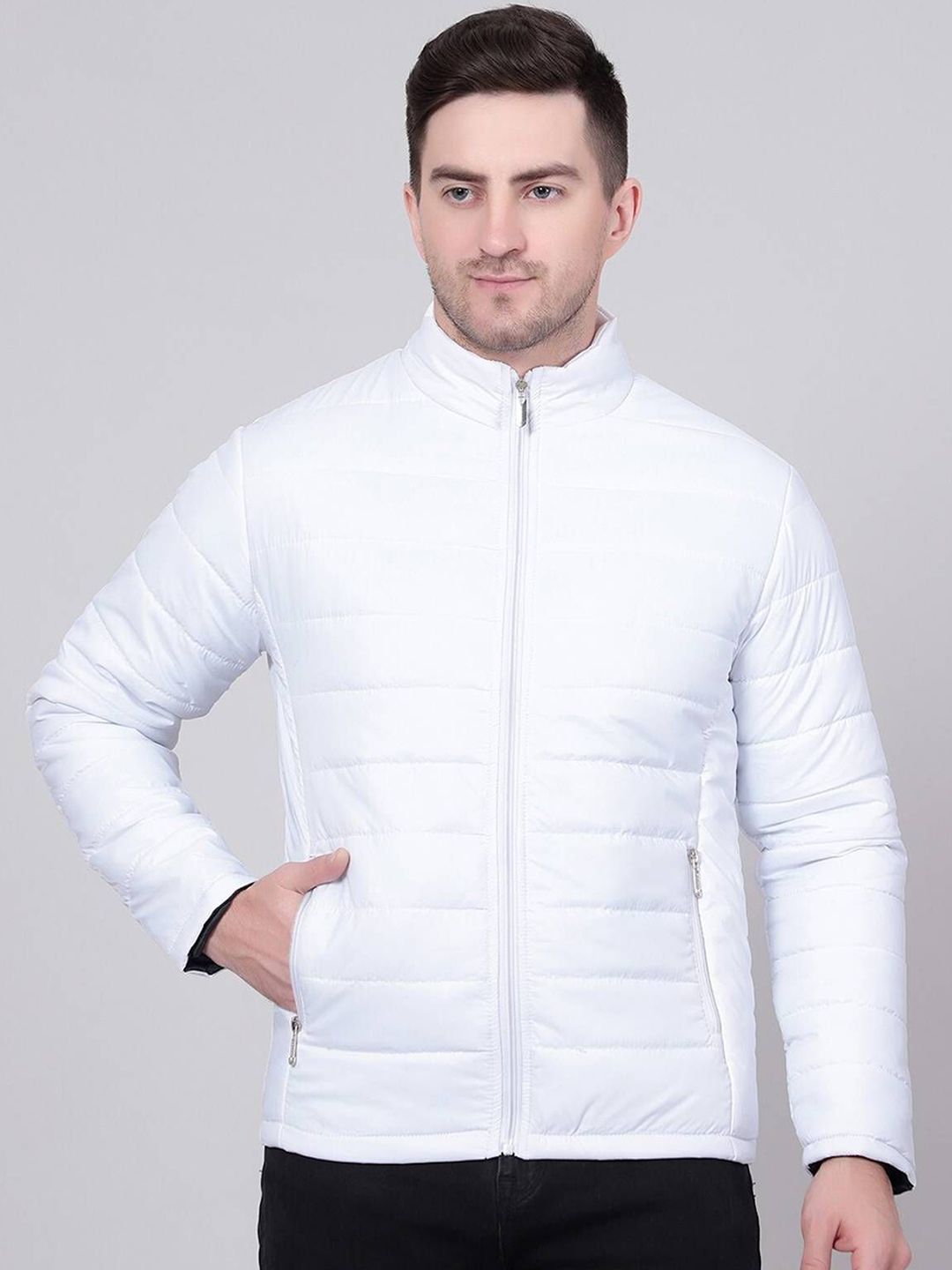 Stylecast X Kotty Men Mock Collar Solid Lightweight Puffer Jacket