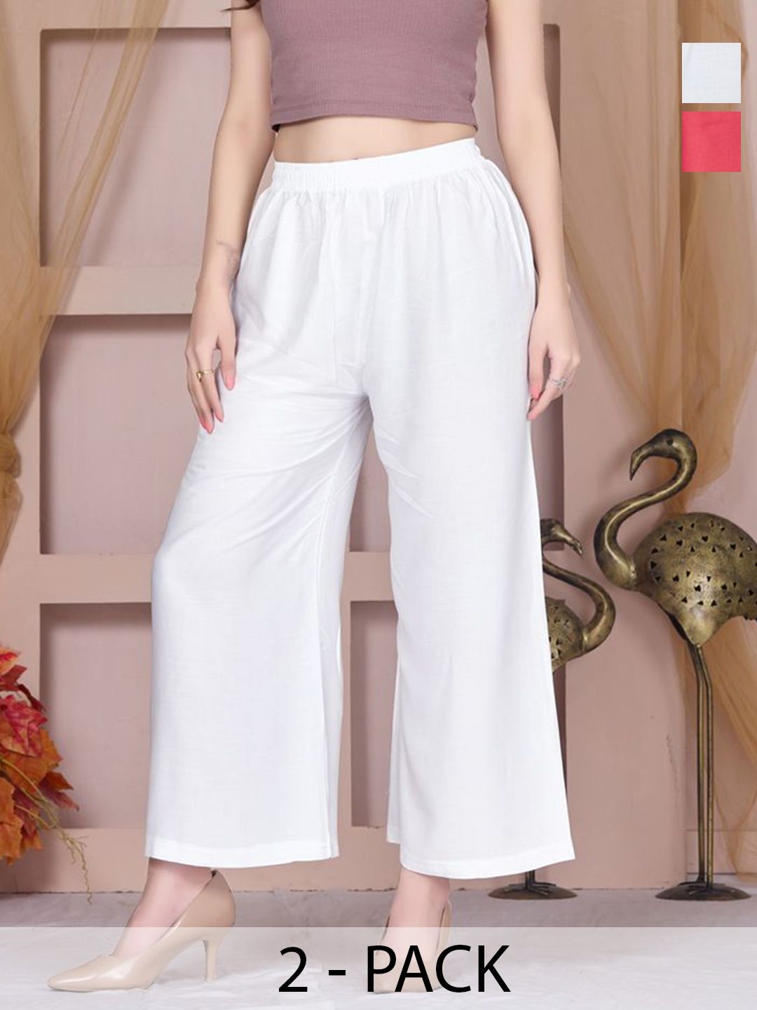 Vivika Women Pack of 2 Flared Palazzos