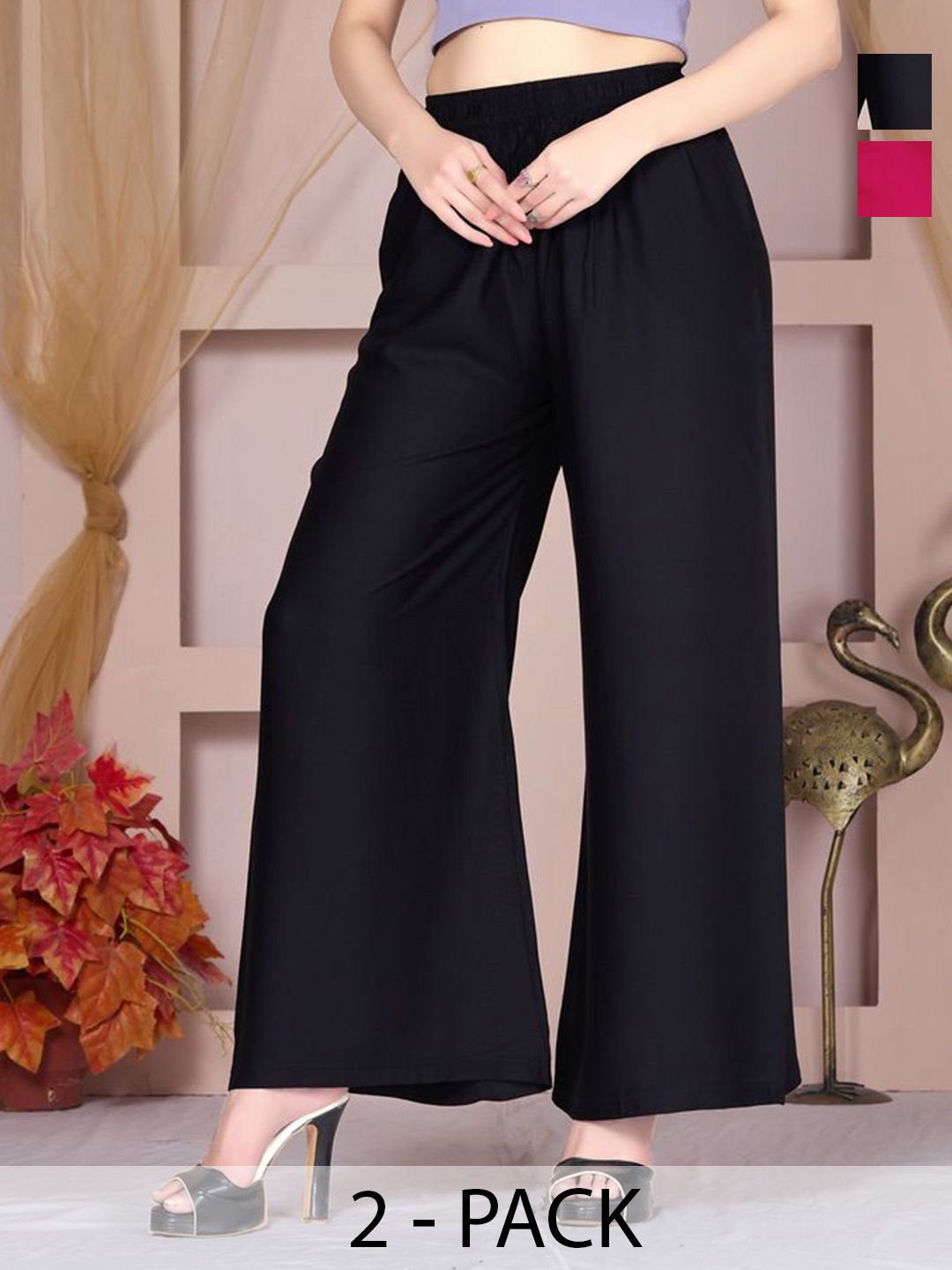 Vivika Women Pack Of 2 Flared Palazzos