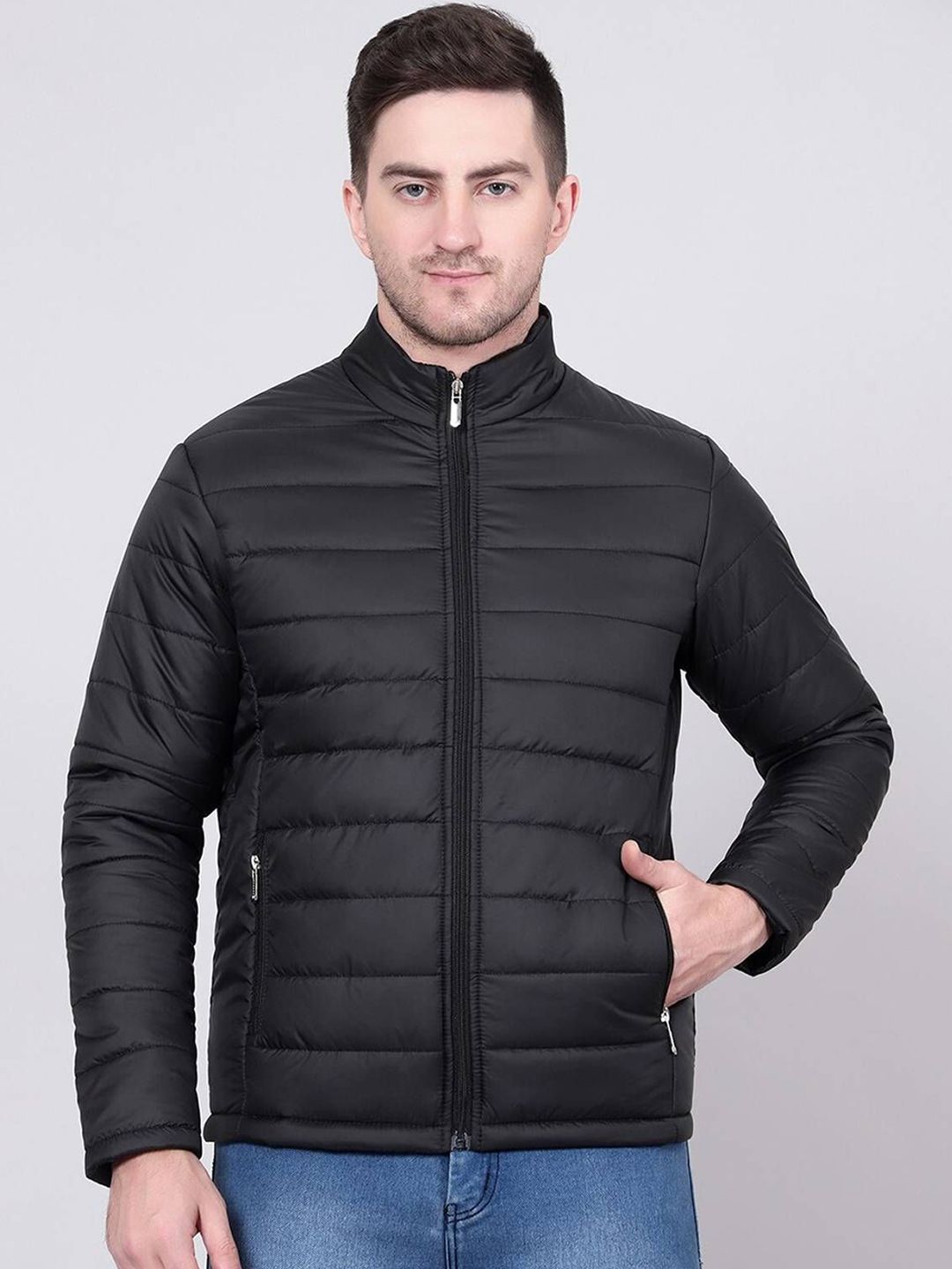Stylecast X Kotty Men Mock Collar Solid Lightweight Puffer Jacket