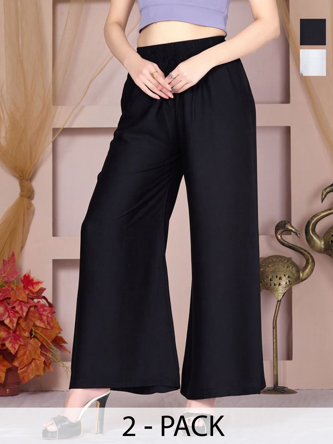 Vivika Women Pack Of 2 Flared Palazzos