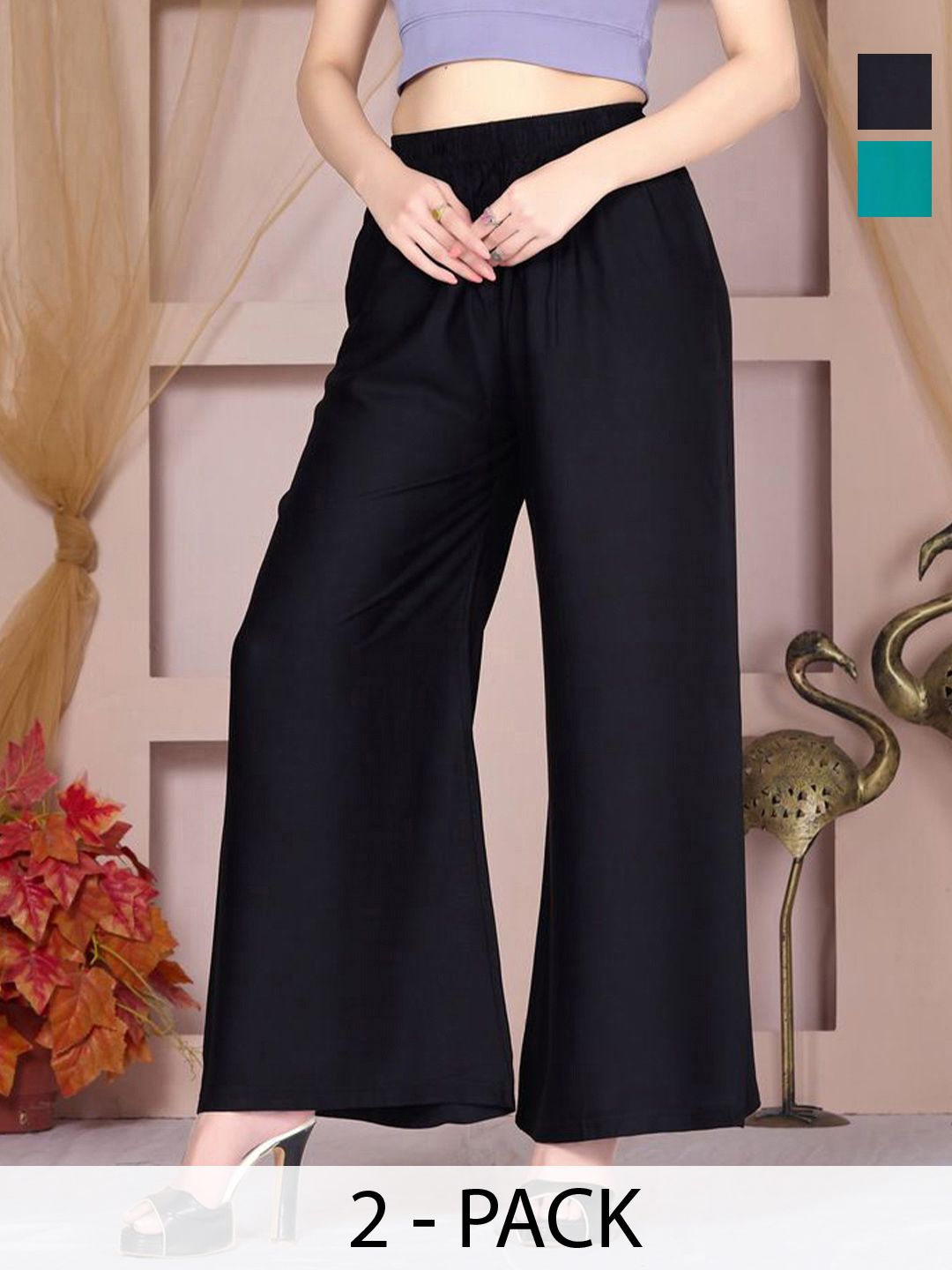 Vivika Women Pack of  2 Flared Palazzos