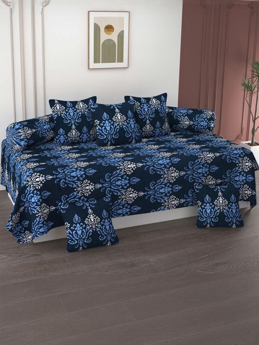 HIYANSHI HOME FURNISHING 8-Pieces Floral Printed Cotton Diwan Set