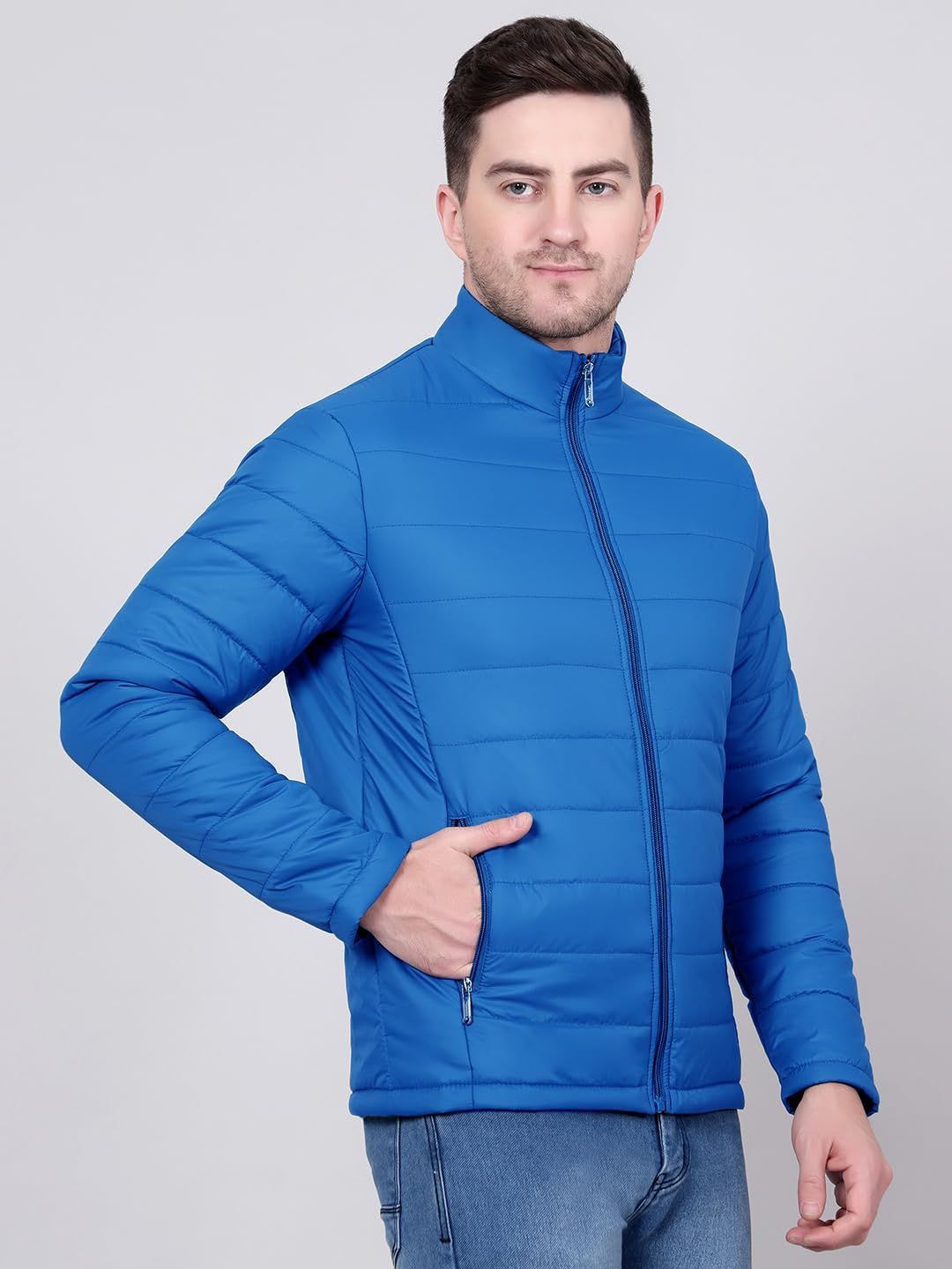 Stylecast X Kotty Men Mock Collar Solid Lightweight Puffer Jacket