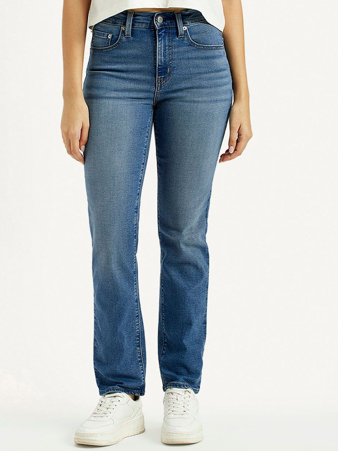 724 Med Indigo Slim Straight Fit High Rise Jeans