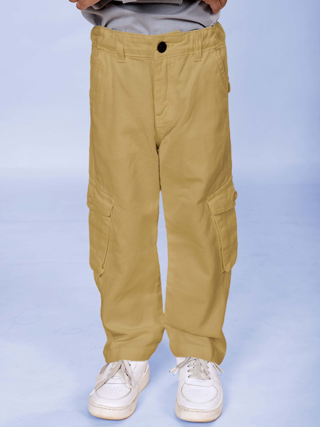 KiddoPanti Boys Relaxed Fit Mid-Rise Wrinkle Free Cotton Cargos