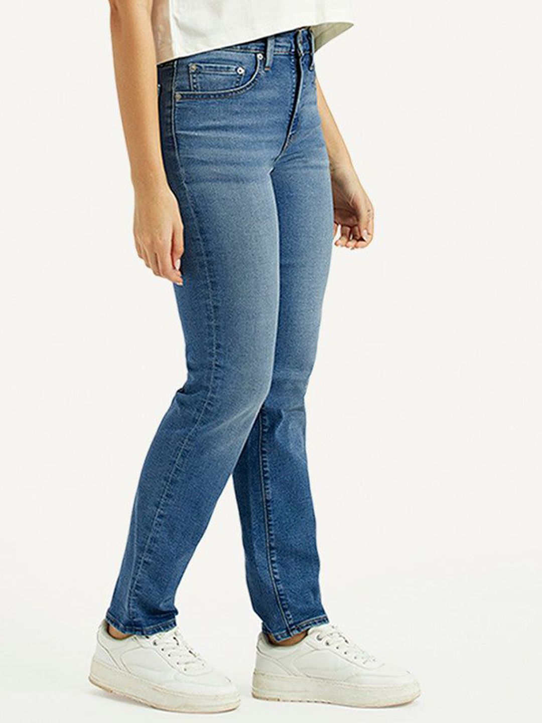 724 Med Indigo Slim Straight Fit High Rise Jeans