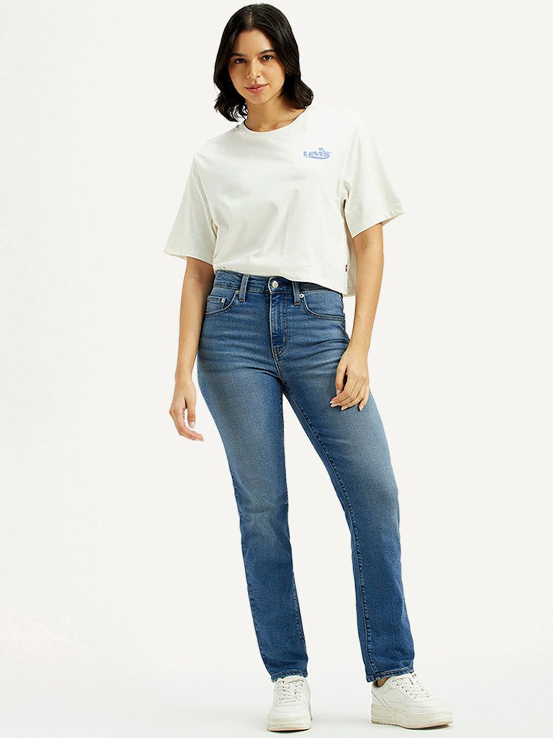 724 Med Indigo Slim Straight Fit High Rise Jeans