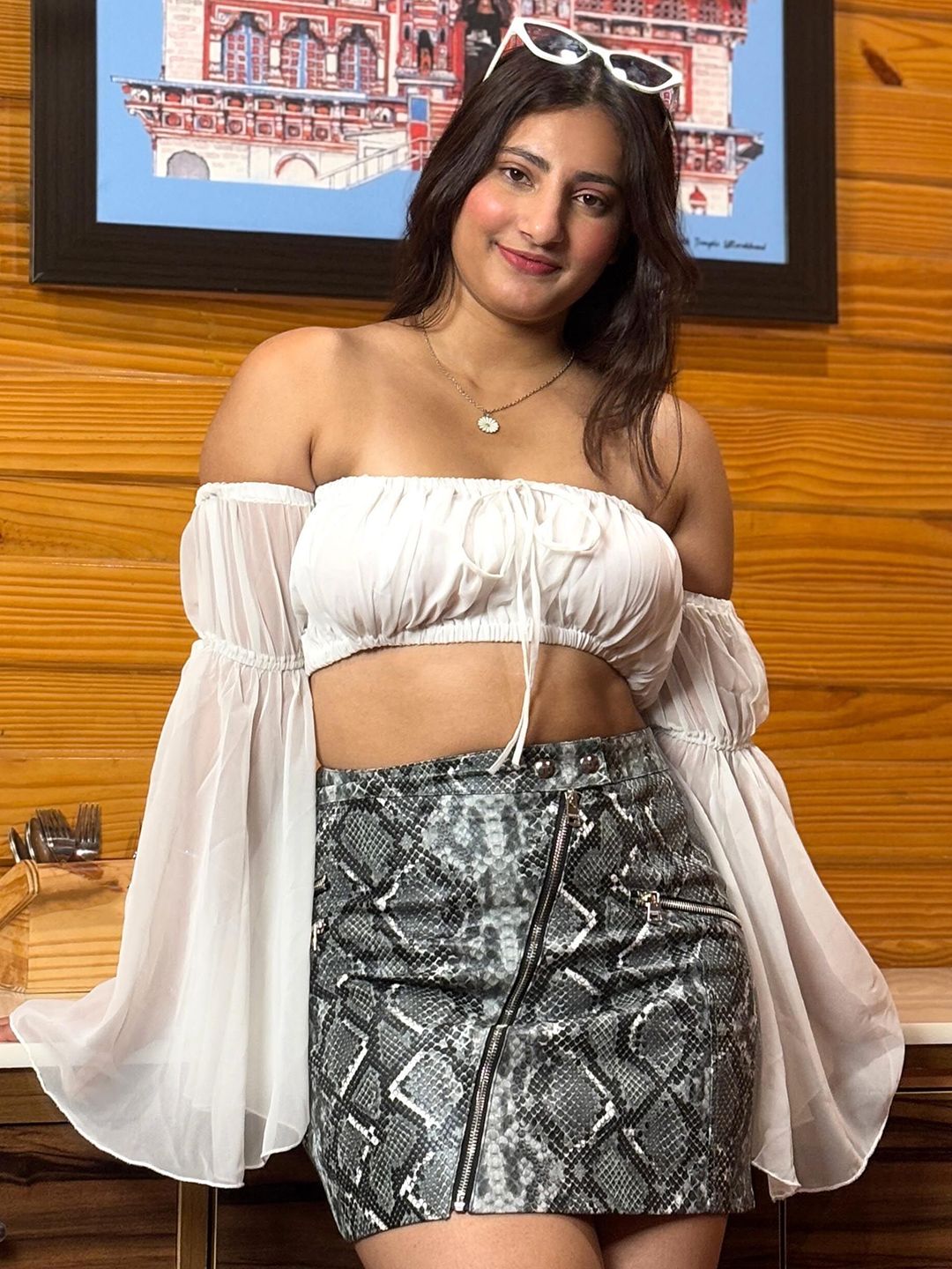 BAESD Off-Shoulder Bell Sleeve Bralette Crop Top