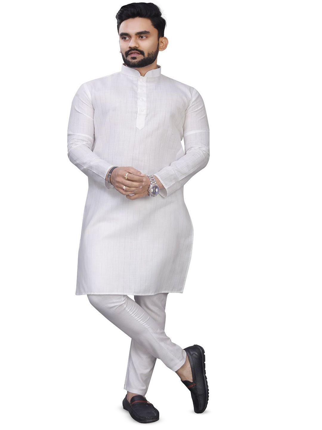 WELL TEX Men Solid Daily Straight Kurta
