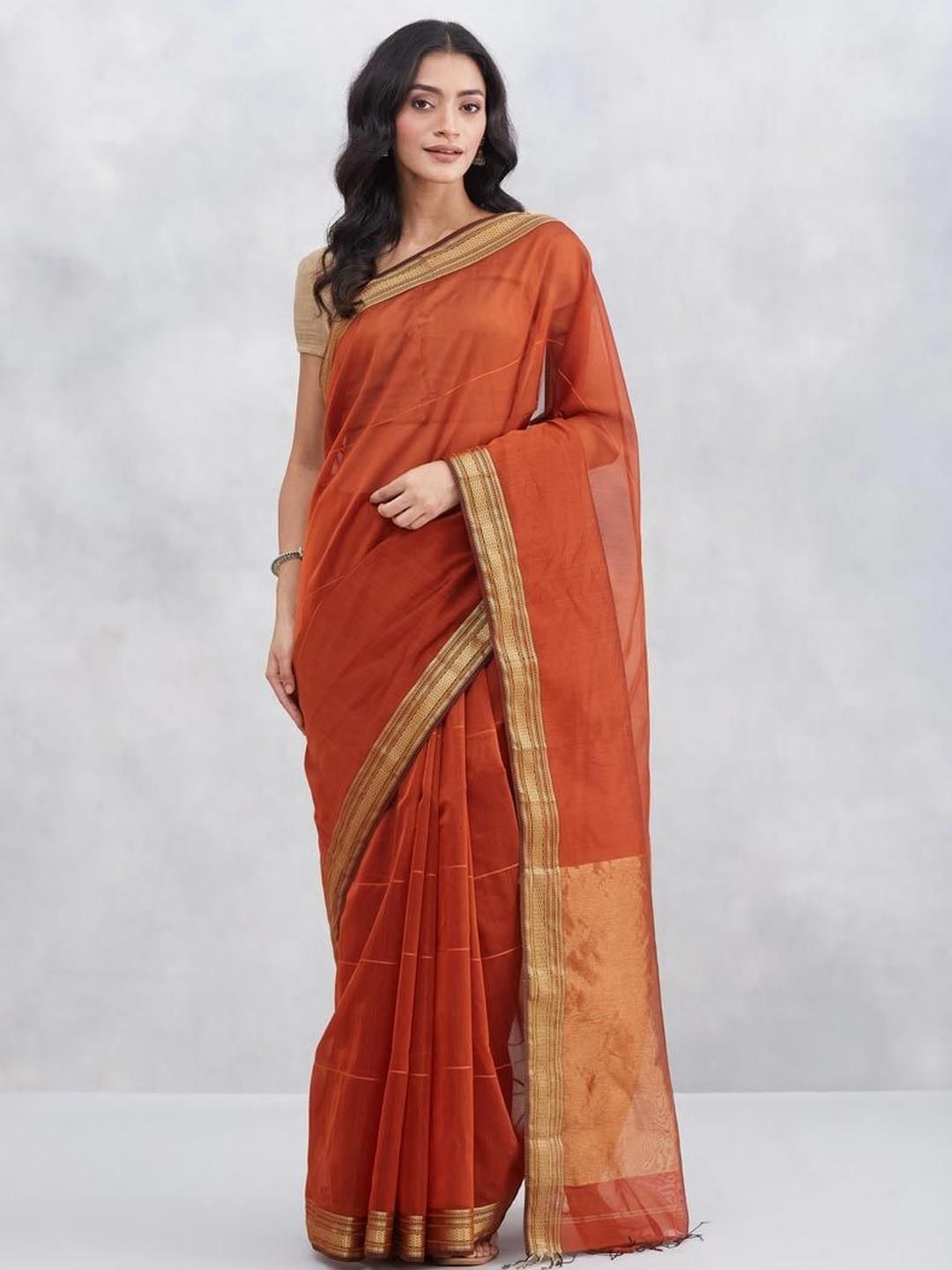 Fabindia Fabindia Striped Maheshwari Saree