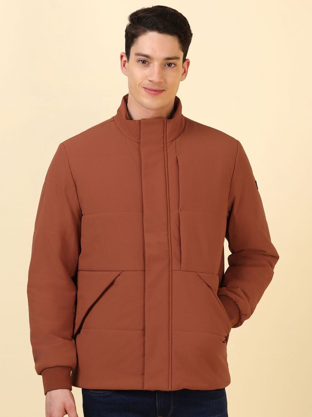 Allen Solly Mock Collar Open Front Jacket