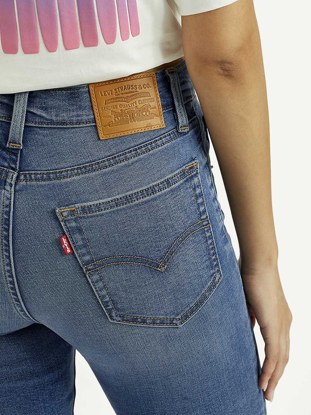 724 Med Indigo Slim Straight Fit High Rise Jeans