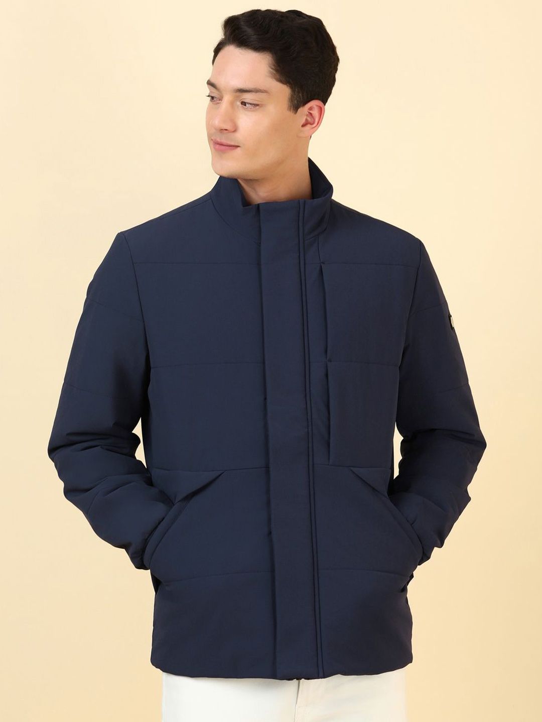 Allen Solly Mock Collar Open Front Jacket