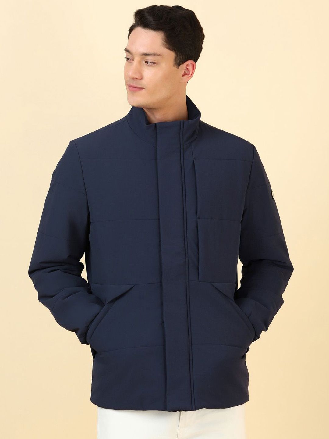 Allen Solly Mock Collar Open Front Jacket
