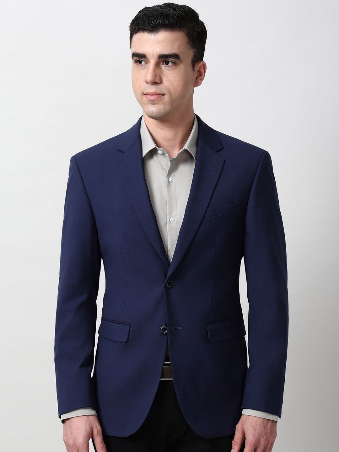Peter England Elite Peter England Elite Tailored-Fit Notched Lapel Single-Breasted Formal Blazer