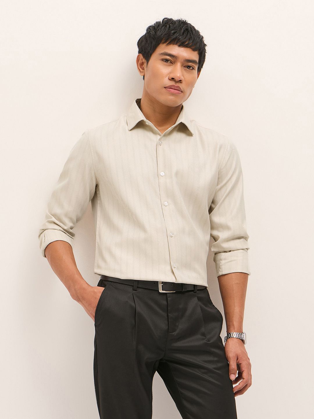 THE BEAR HOUSE Striped Tailored Fit Formal Shirt