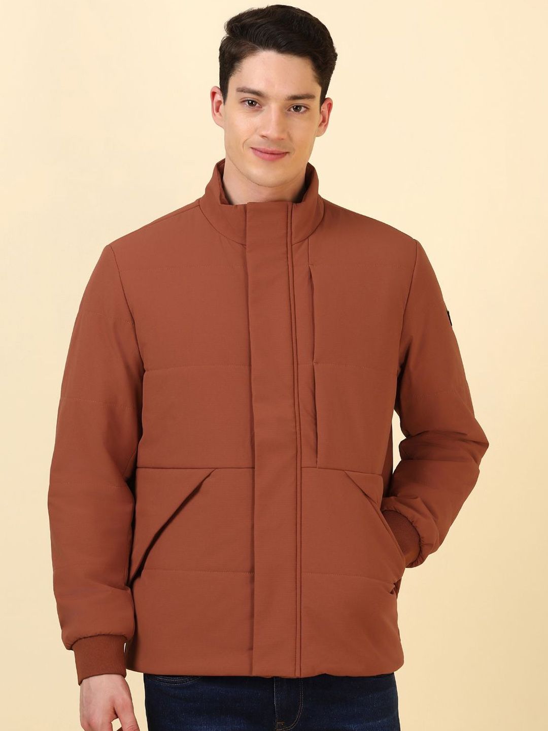 Allen Solly Mock Collar Open Front Jacket