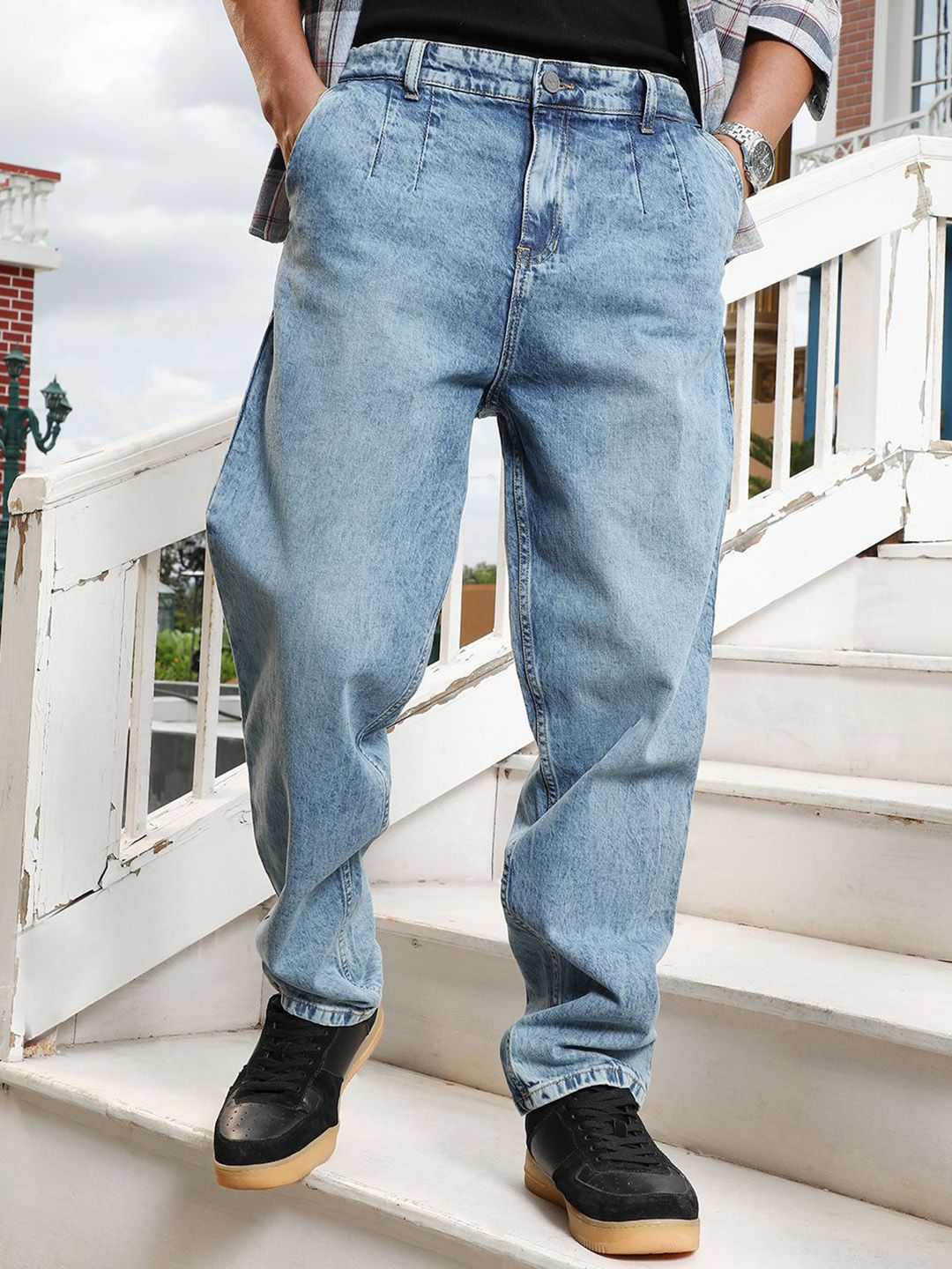 CAHOOT Men Comfort Regular Fit Mid-Rise Light Fade Stretchable Jeans