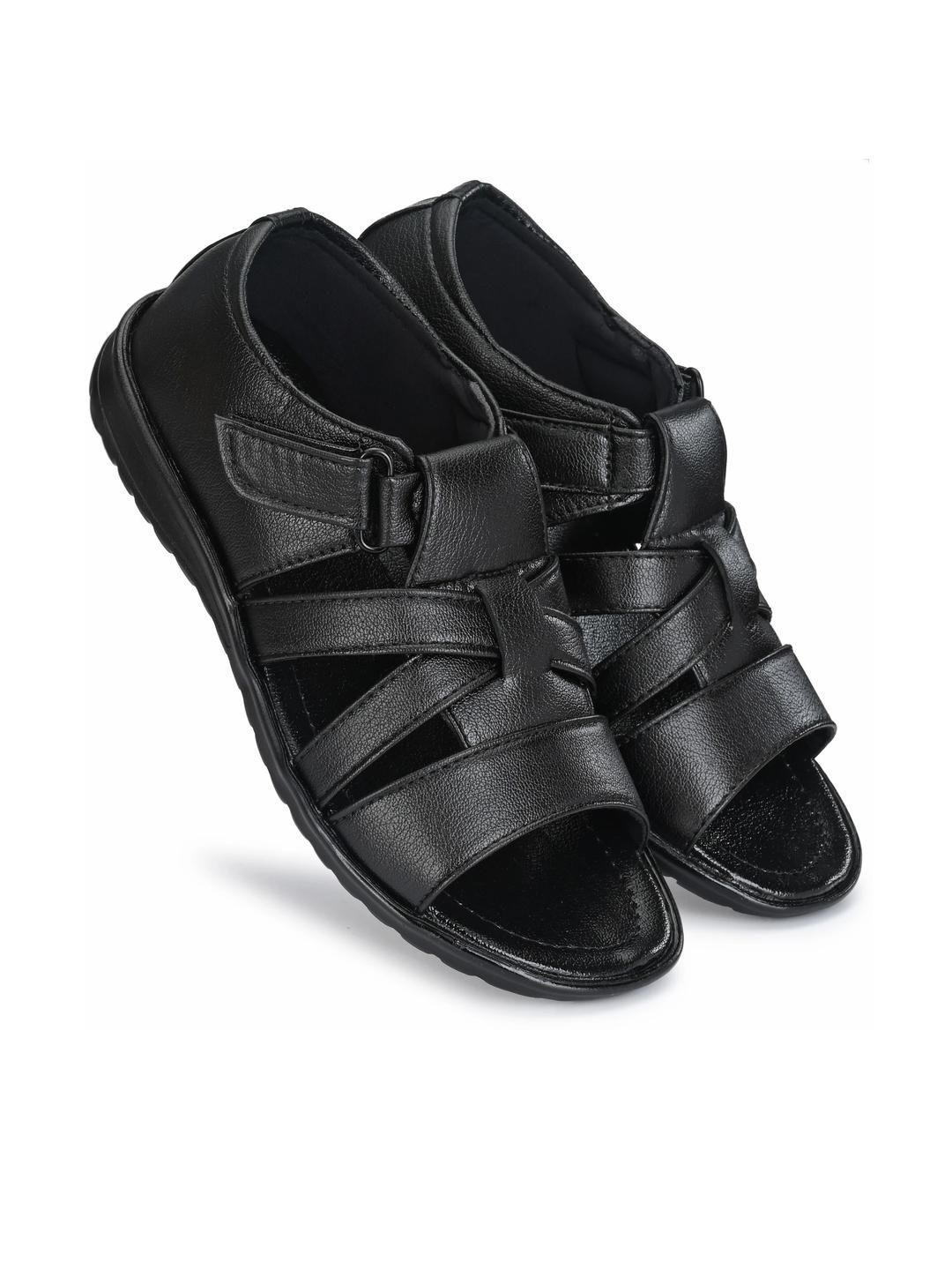 Browalk Men Black Synthetic Leather Sandals