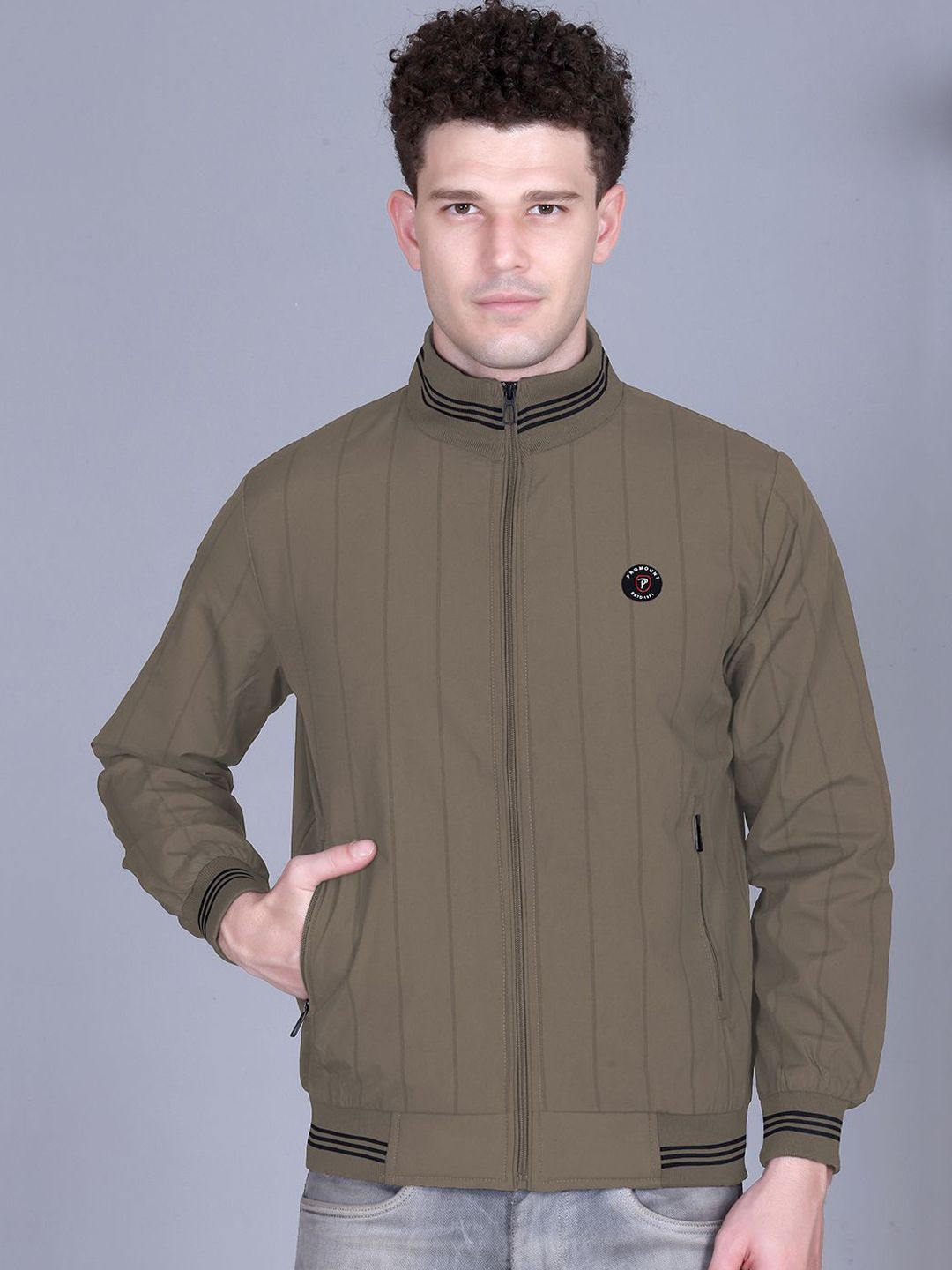 MOUNTAIN COLOURS Promount Men Sports Bomber Jacket with Brand Logo