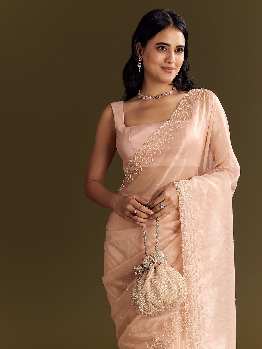 KALKI Fashion KALKI Fashion Embellished Beads and Stones Tissue Saree