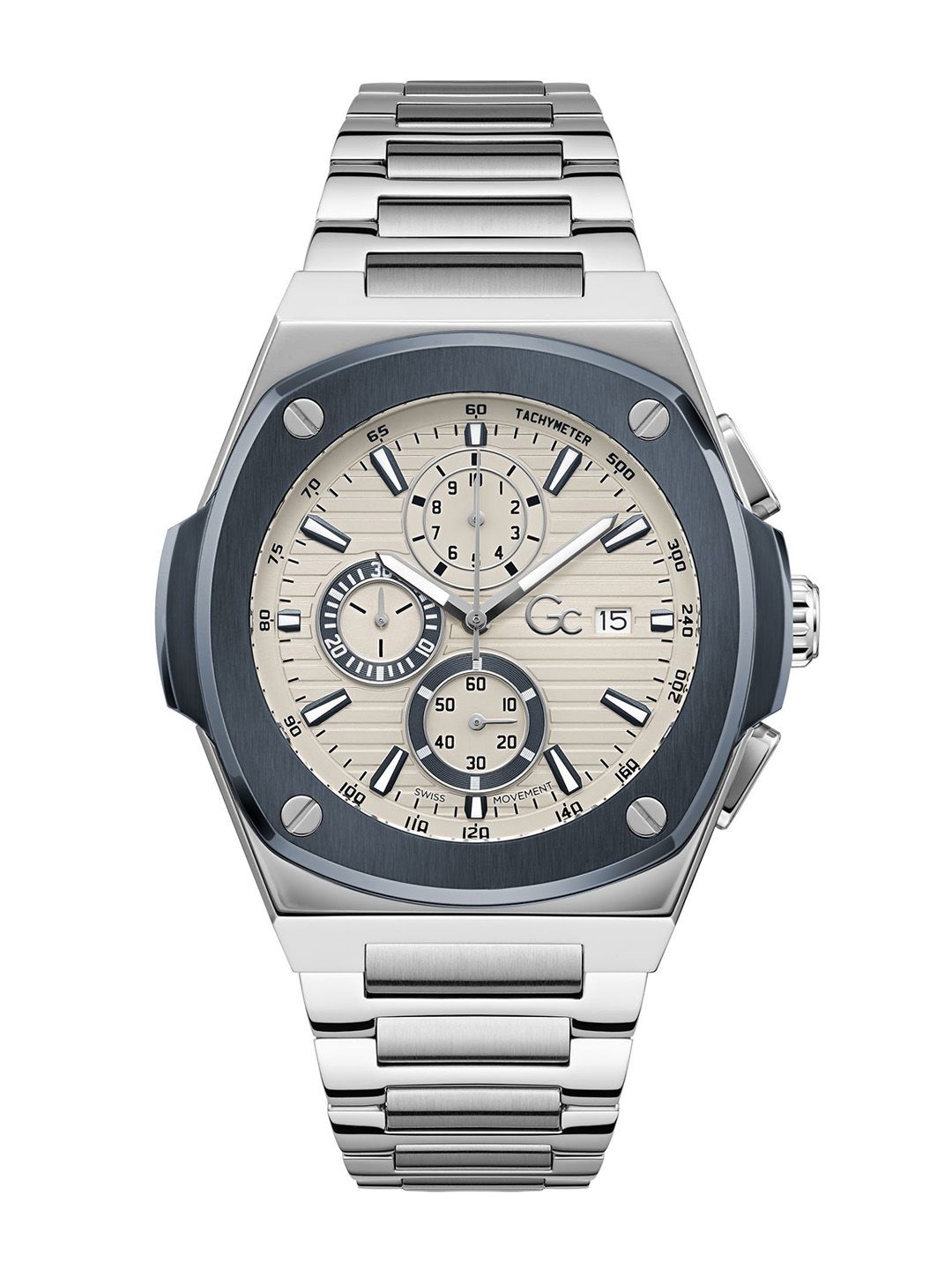 GC Guess Collection Cushion 44mm Beige Dial Analog Men Watch - Y99023G1