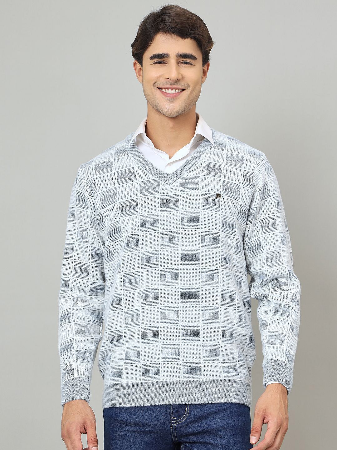 Duke Men Checked Long Sleeves Fashion Sweater
