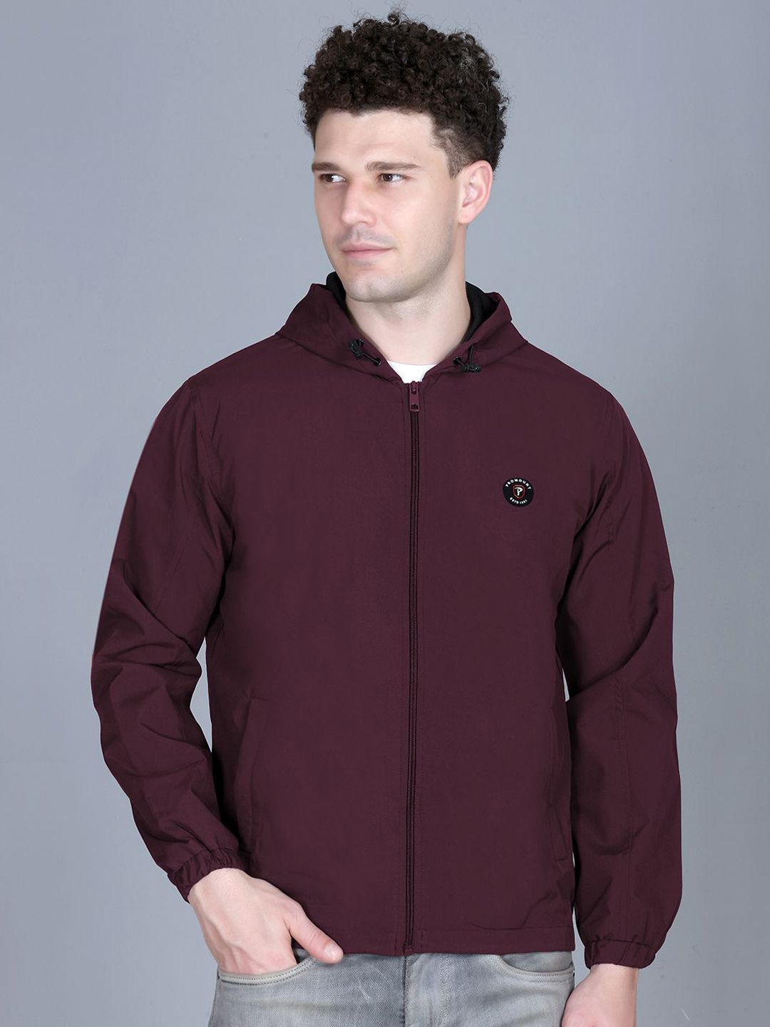 MOUNTAIN COLOURS Men Hooded Solid Windcheater Bomber Jacket