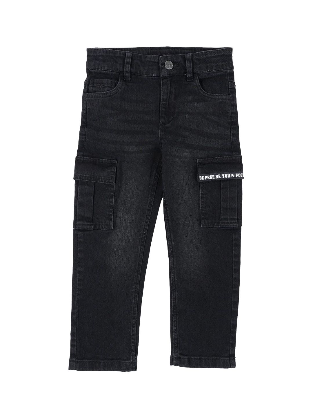 UNDER FOURTEEN ONLY Boys Regular Fit Mid-Rise Light Fade Cotton Cargo Jeans