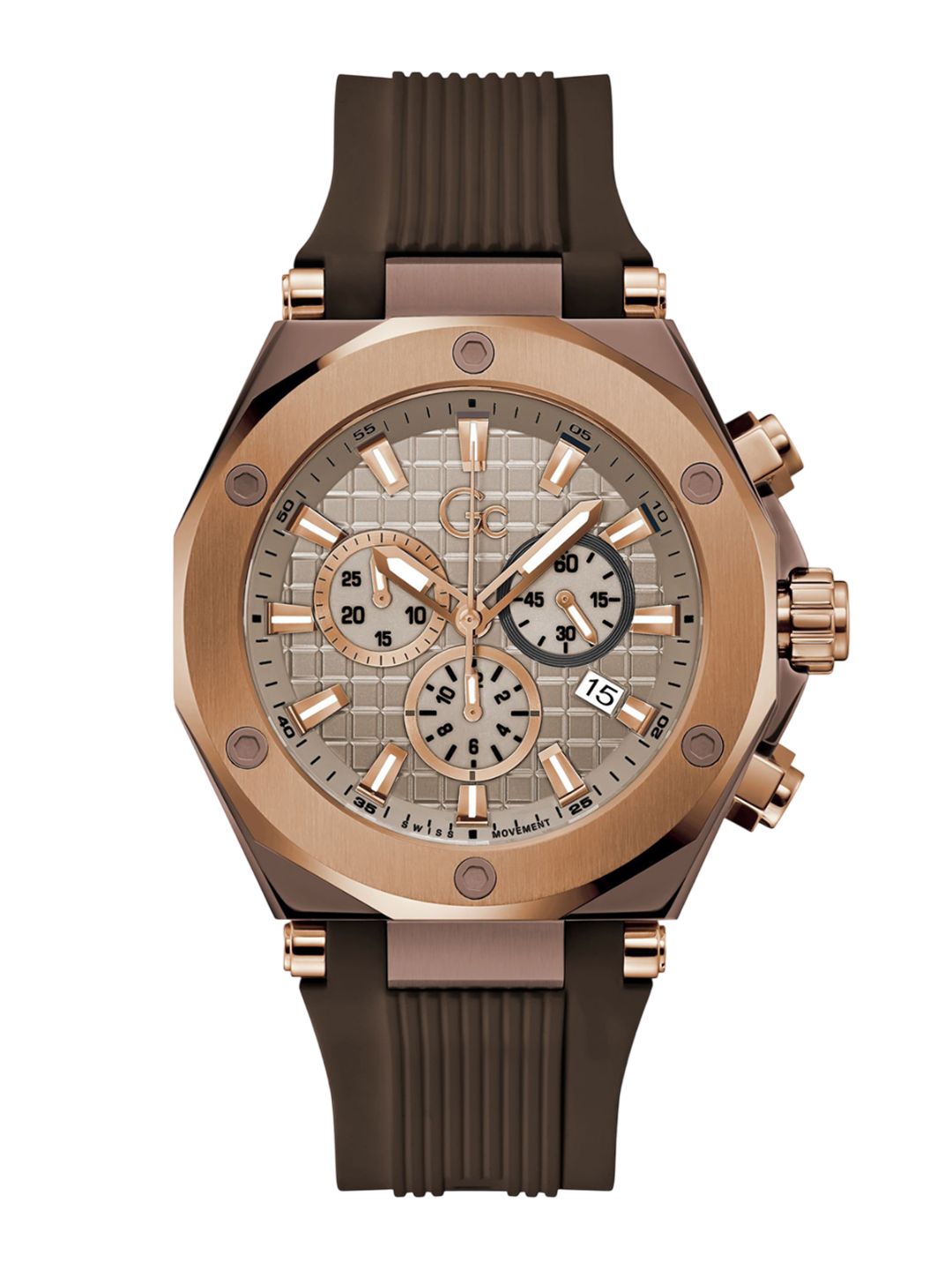 GC Guess Collection Round 44mm Beige Dial Analog Men Watch - Z18007G1