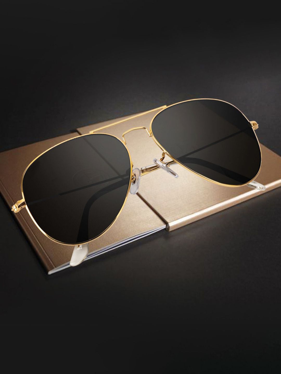 IFLASH Unisex Black Aviator Sunglasses with UV Protected Lens AVT GLAS GOLD BLACK NEW