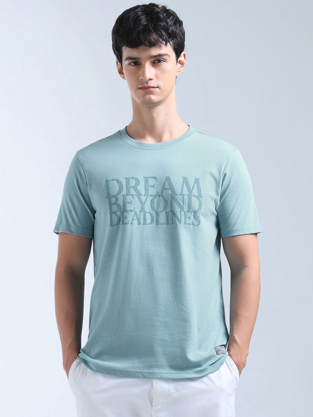 Flying Machine Men Typography Printed Round Neck T-shirt