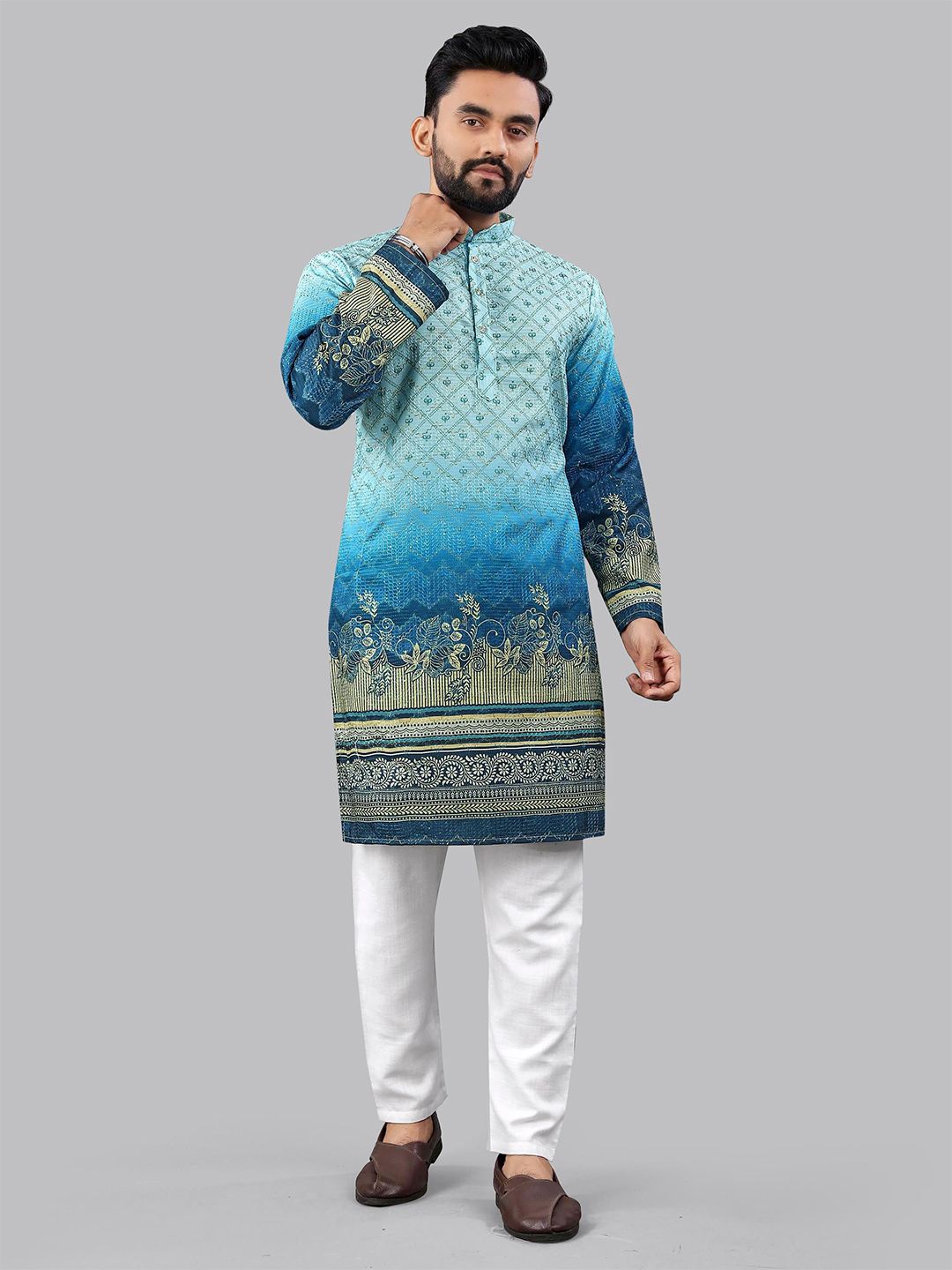 CHARLOTTE GRACIOUS Floral Printed Sequinned Indie Prints Kurta