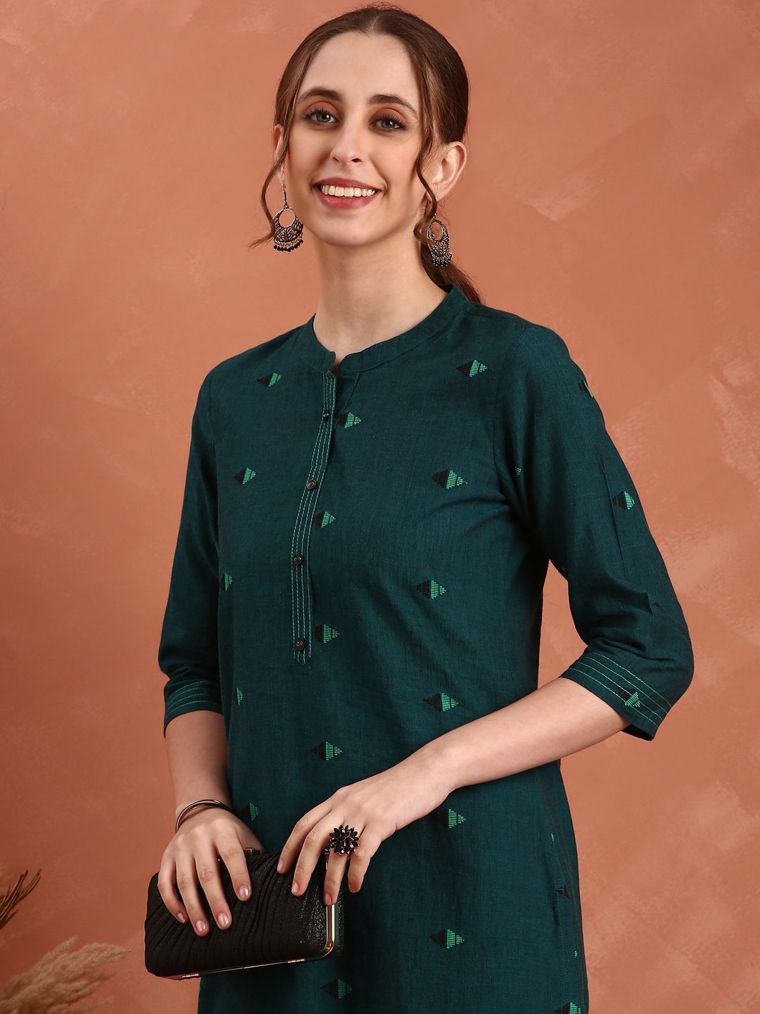 Anouk Women Geometric Printed Daily Pure Cotton A-Line Kurta