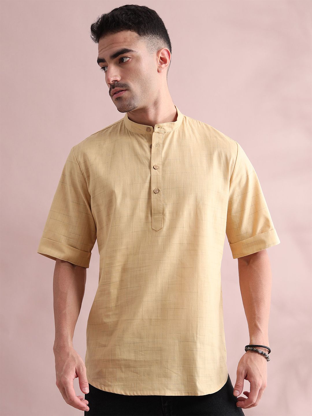 FILORI STUDIO Men Solid Daily Pure Cotton Straight Kurta