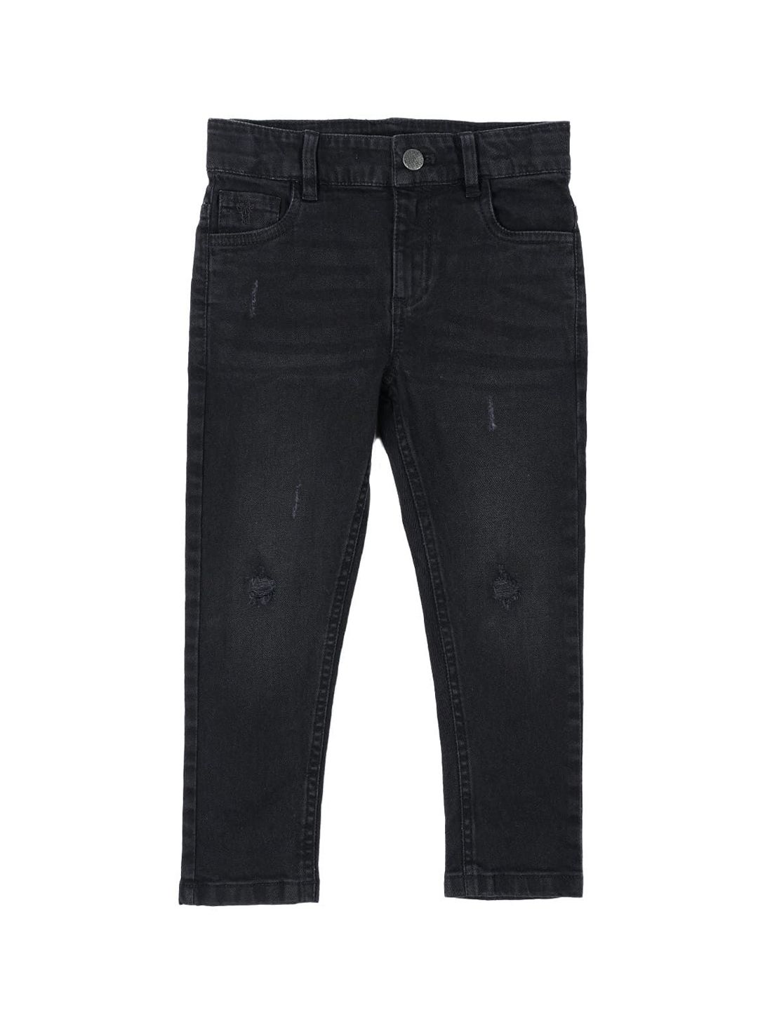 UNDER FOURTEEN ONLY Boys Slim Fit Mid-Rise Low Distress Light Fade Jeans