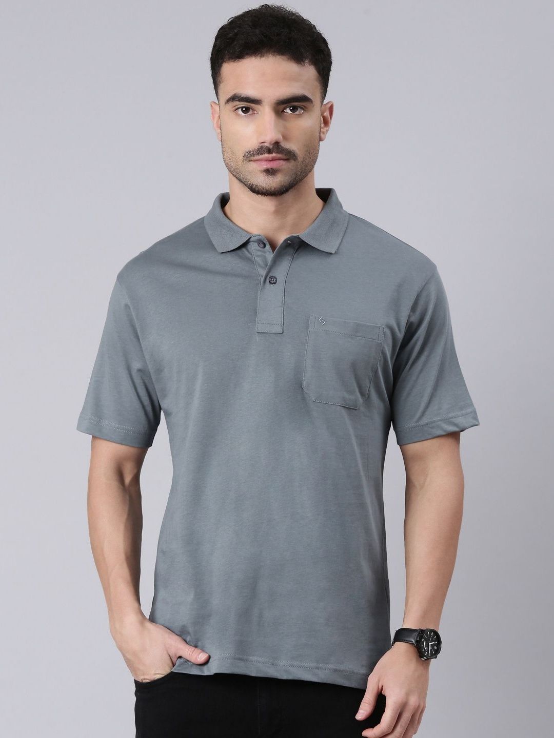Classic Polo Men Polo Collar Pockets T-shirt