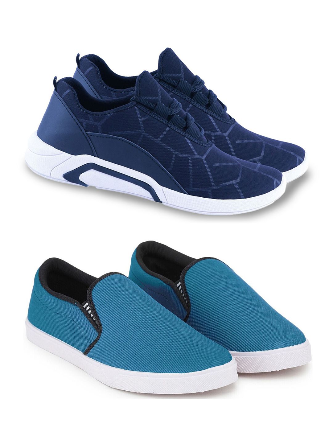 Spotwalk Men Pack Of 2 Mesh Running Shoes