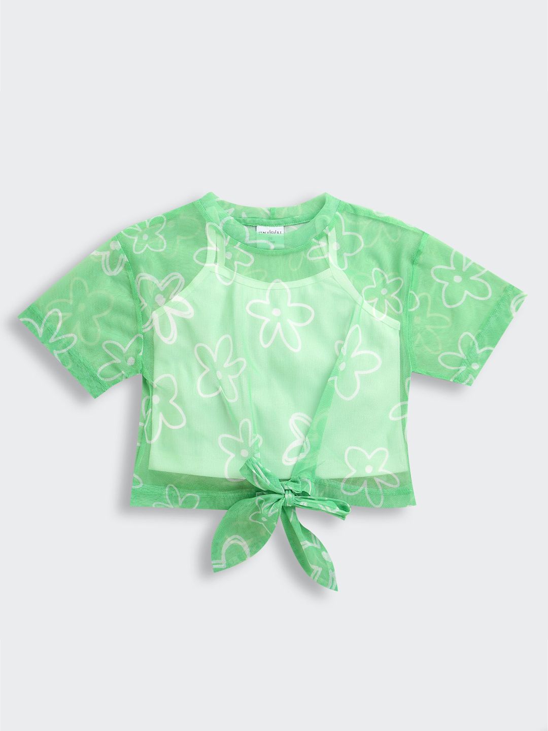 Tiny Girl Girls Floral Printed Cotton Boxy Crop Top