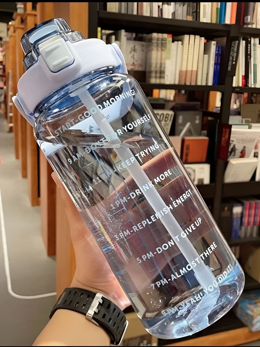 Virtuous Blue & Transparent Typography Printed Spill Proof Sipper Water Bottle 2000 ml