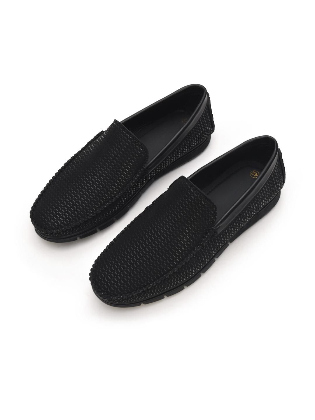 STEPHORN Men Embossed Faux Leather Slip-On Loafers