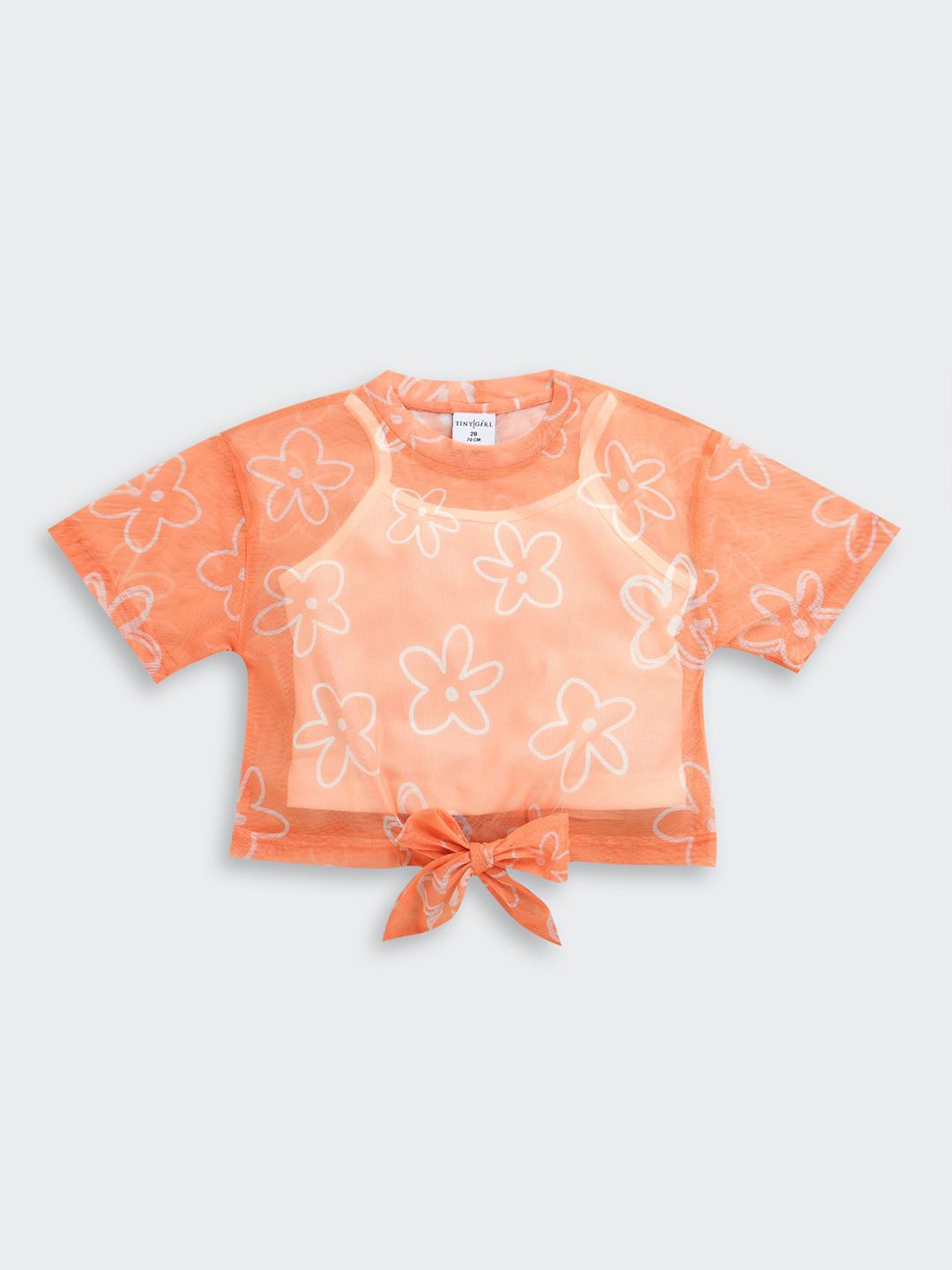 Tiny Girl Floral Printed Cotton Waist Tie-Ups Boxy Crop Top