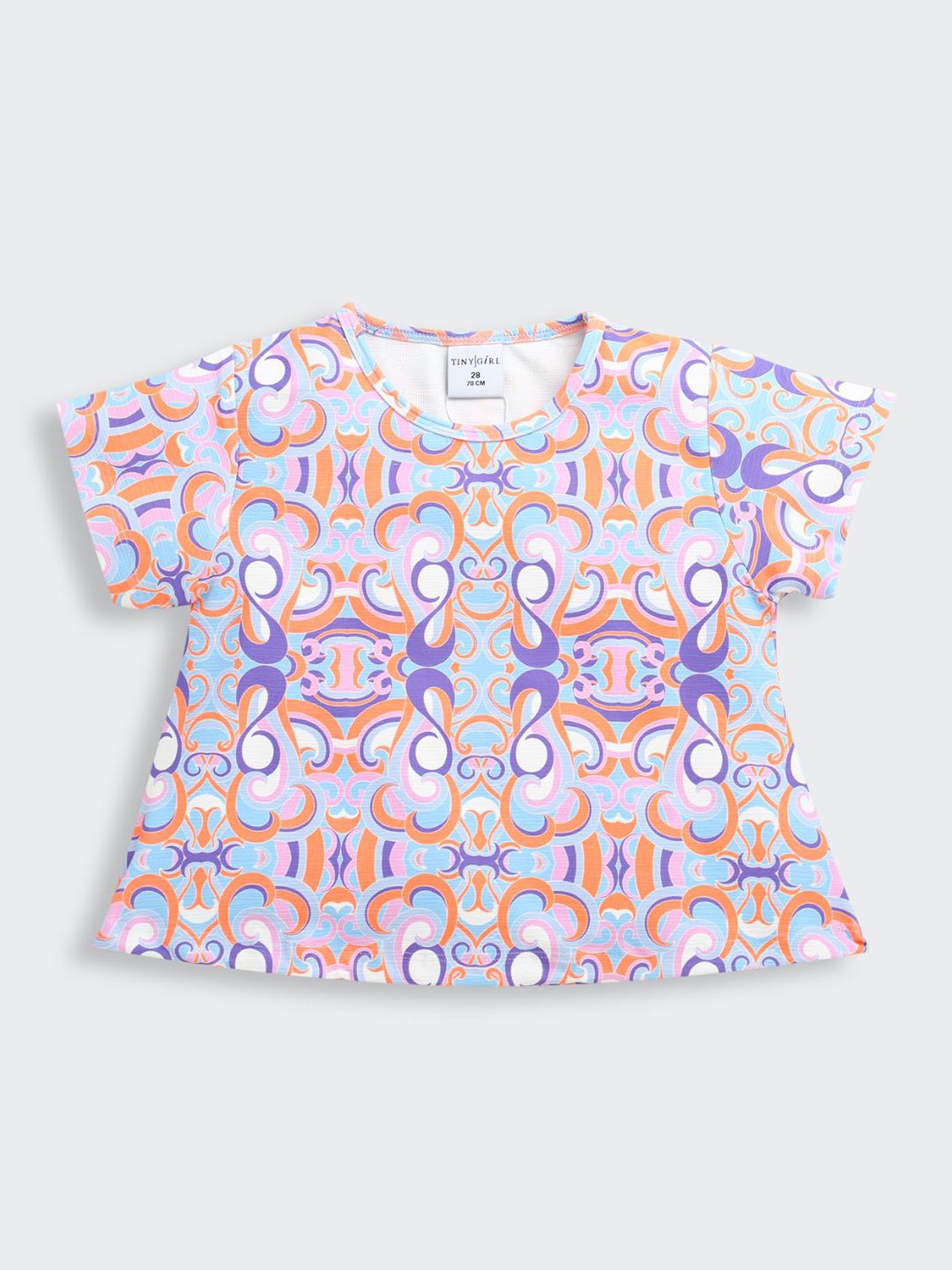Tiny Girl Abstract Printed Short Sleeves Crop Top