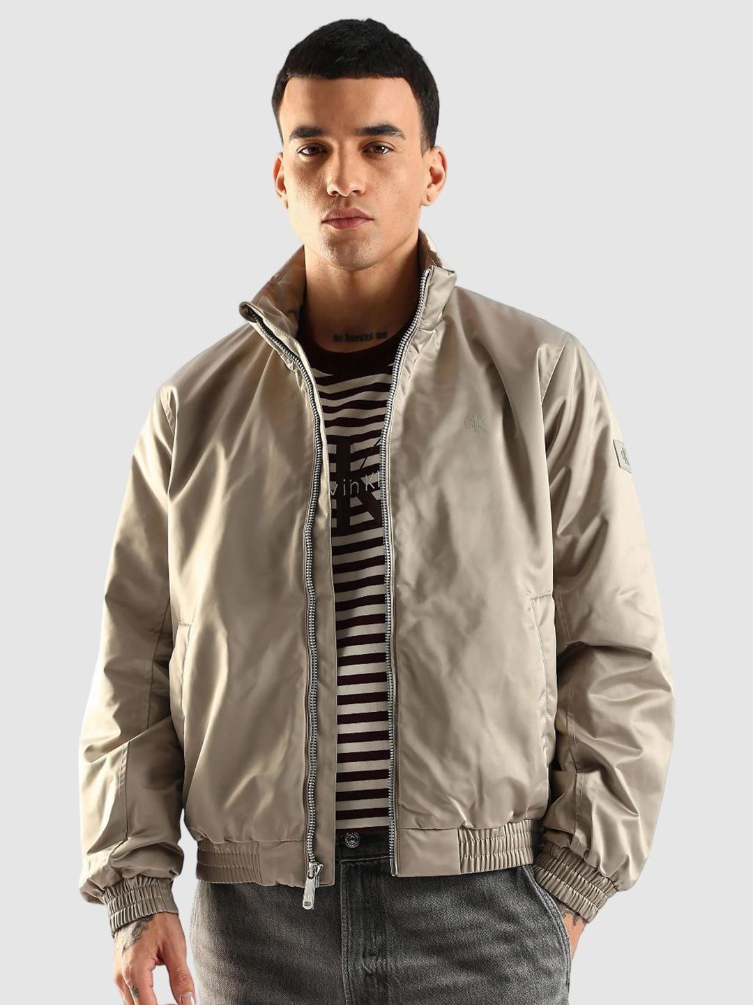 Calvin Klein Jeans Stand Collar Bomber Jacket