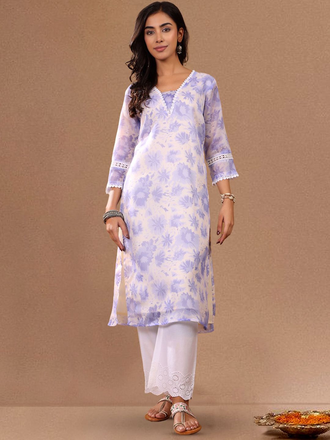 all about you Women Floral Printed Daily Cotton A-Line Kurta