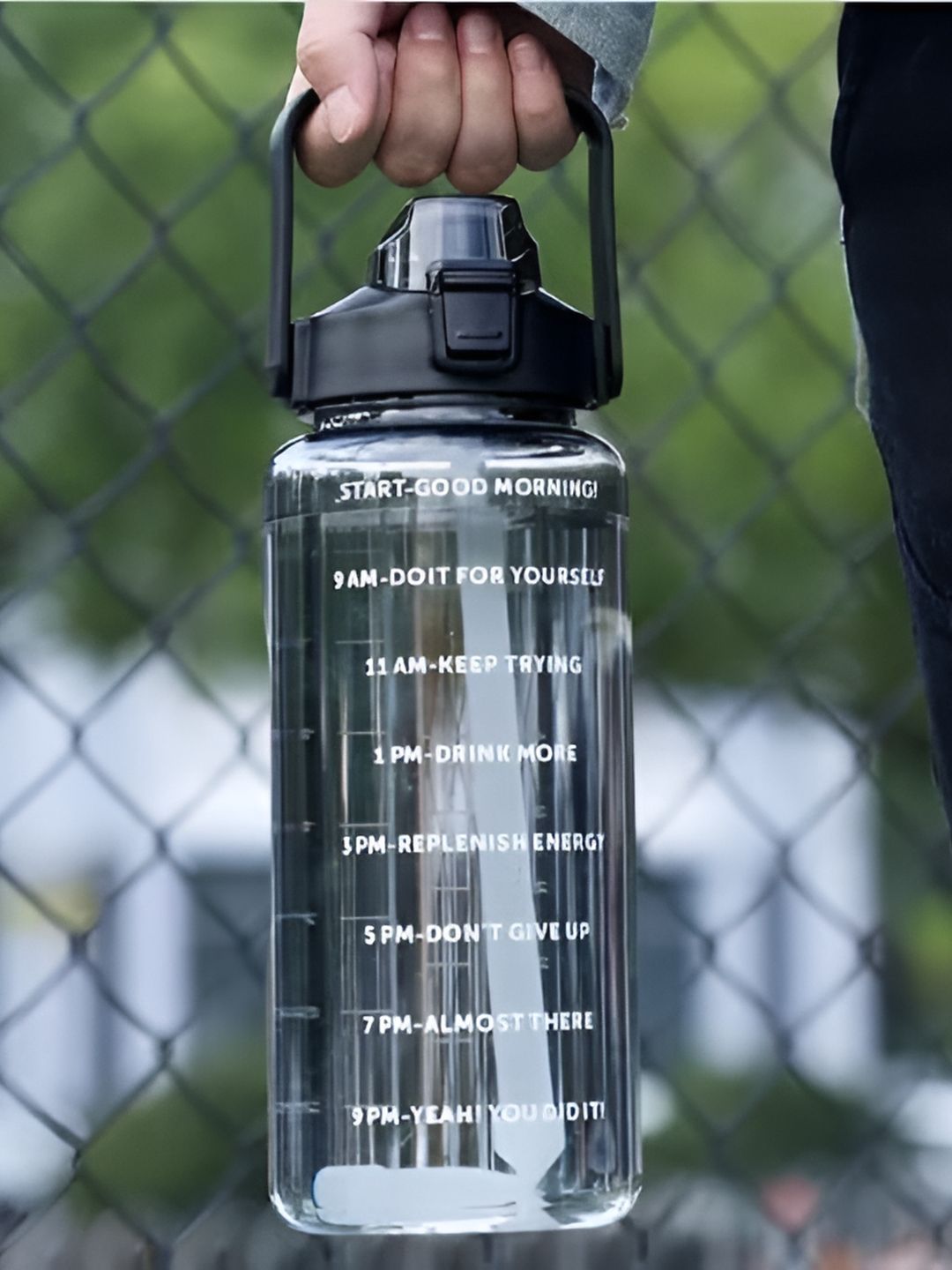 Virtuous Black Printed Water Bottle - 2L