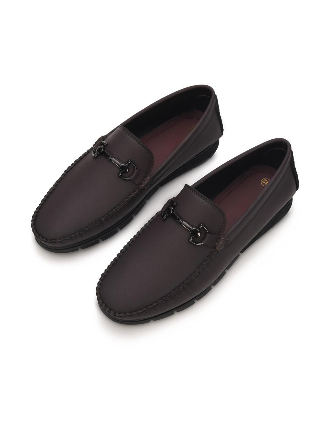 STEPHORN Men Brown Faux Leather with Buckle & Flexible Sole Loafers